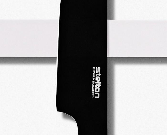 Pure Black Chef's Knife by Stelton :: NoGarlicNoOnions: Restaurant