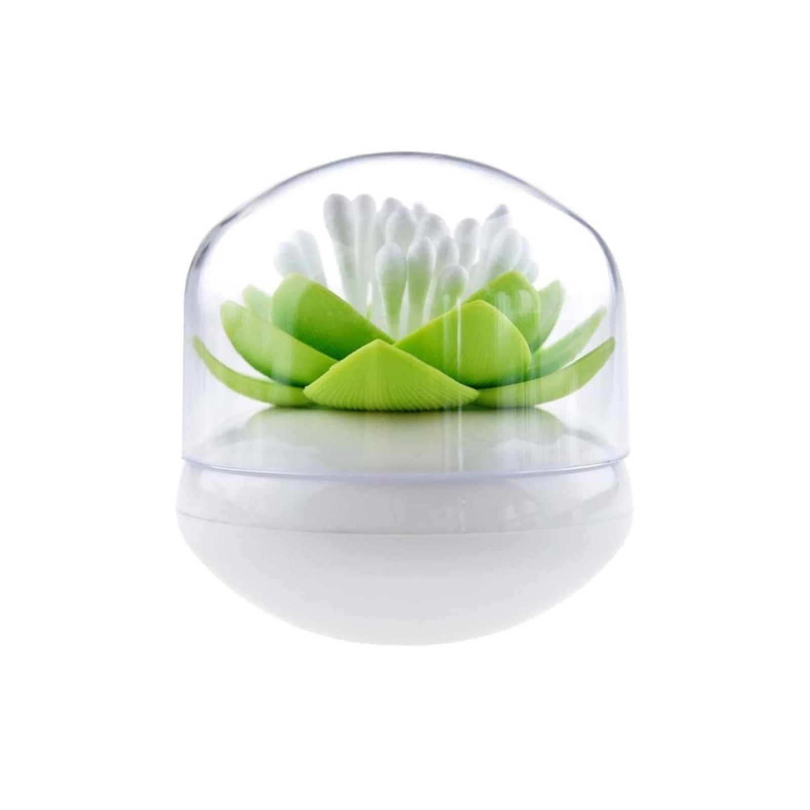 Qualy Lotus Cotton Bud / Toothpick Holder White / Green