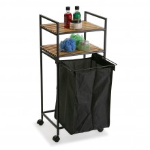Rolling Laundry Basket with Shelving Unit (Metal/ Wood) - Versa