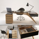 Cavour Writing Desk by Carlo Molino (Natural Oak) - Zanotta