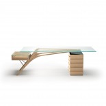 Cavour Writing Desk by Carlo Molino (Natural Oak) - Zanotta