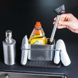 Sink Organizer & Dish Brush Matte Stainless Steel - Silberthal