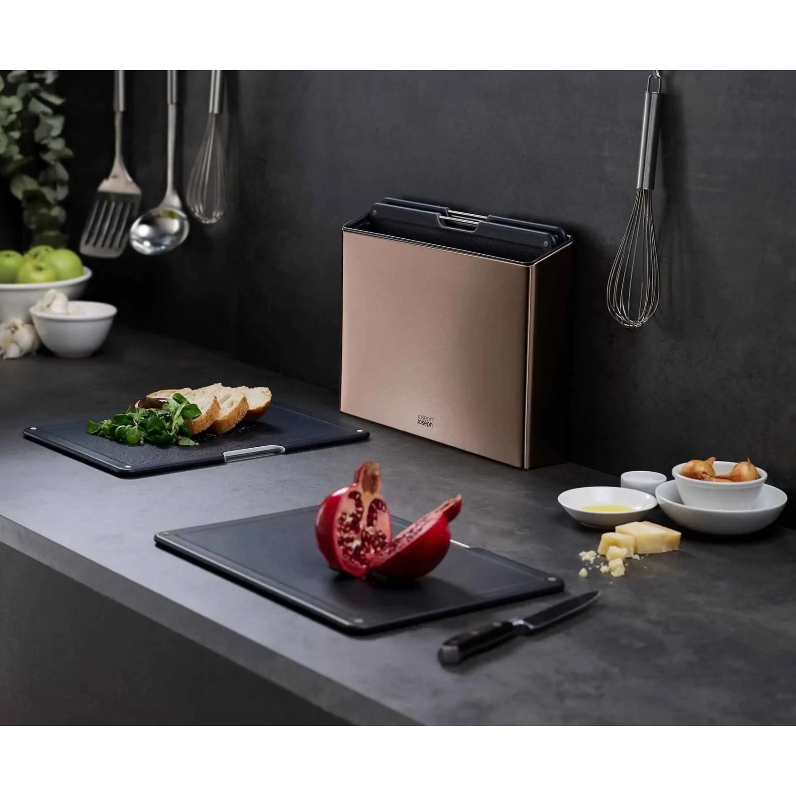 Joseph Joseph Folio Rose Gold Steel 4 Piece Chopping Board Set